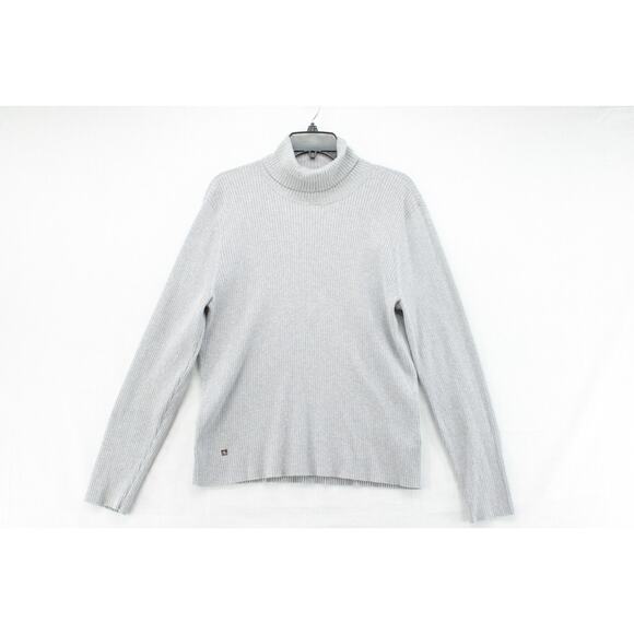 Lauren Ralph Lauren Turtleneck Sweater Women's XXL Gray Ribbed Knit LRL Logo - Picture 1 of 6
